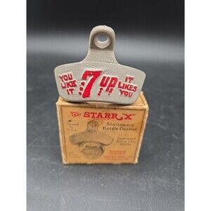 Starr "X" 7 Up Bottle Opener Made in the U.S.A. by Brown Mfg. Co. with Box